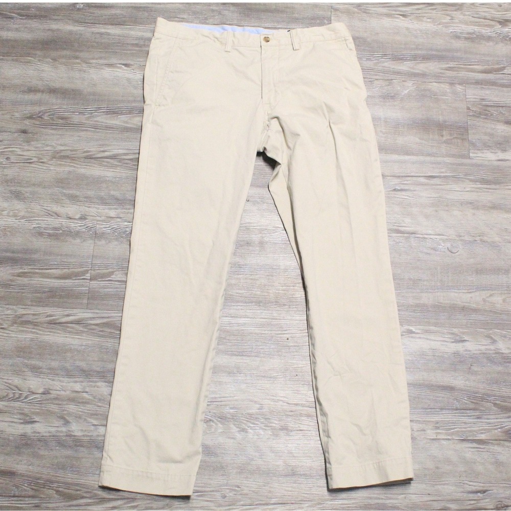 Polo Ralph Lauren Mens 32x30 Stretch Slim Fit Chino Pants Tan Khaki Cotton Blend